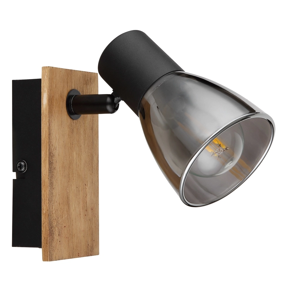 Wall lamp Claude black with wood Globo 9007371440207