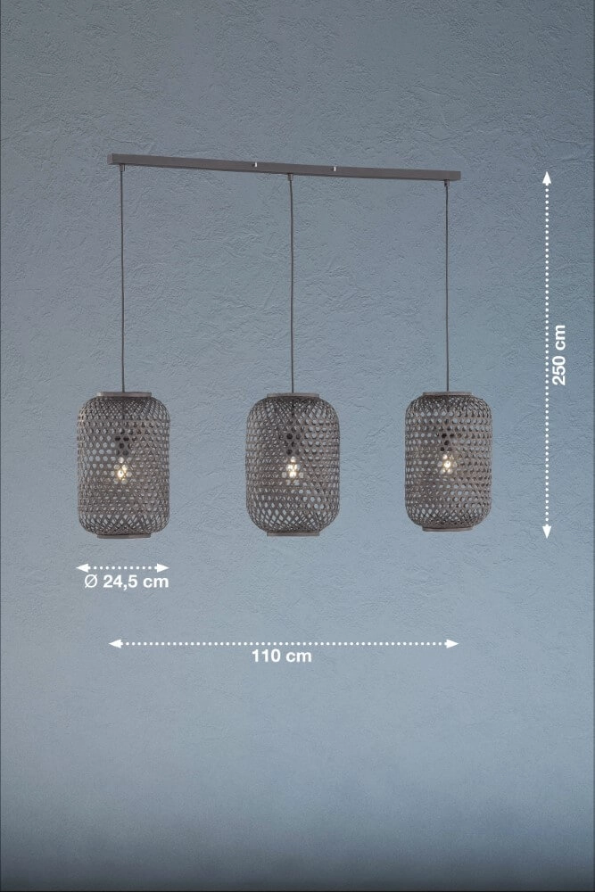 Rattan hanging lamp Calla black Fischer & Honsel 4052231600081