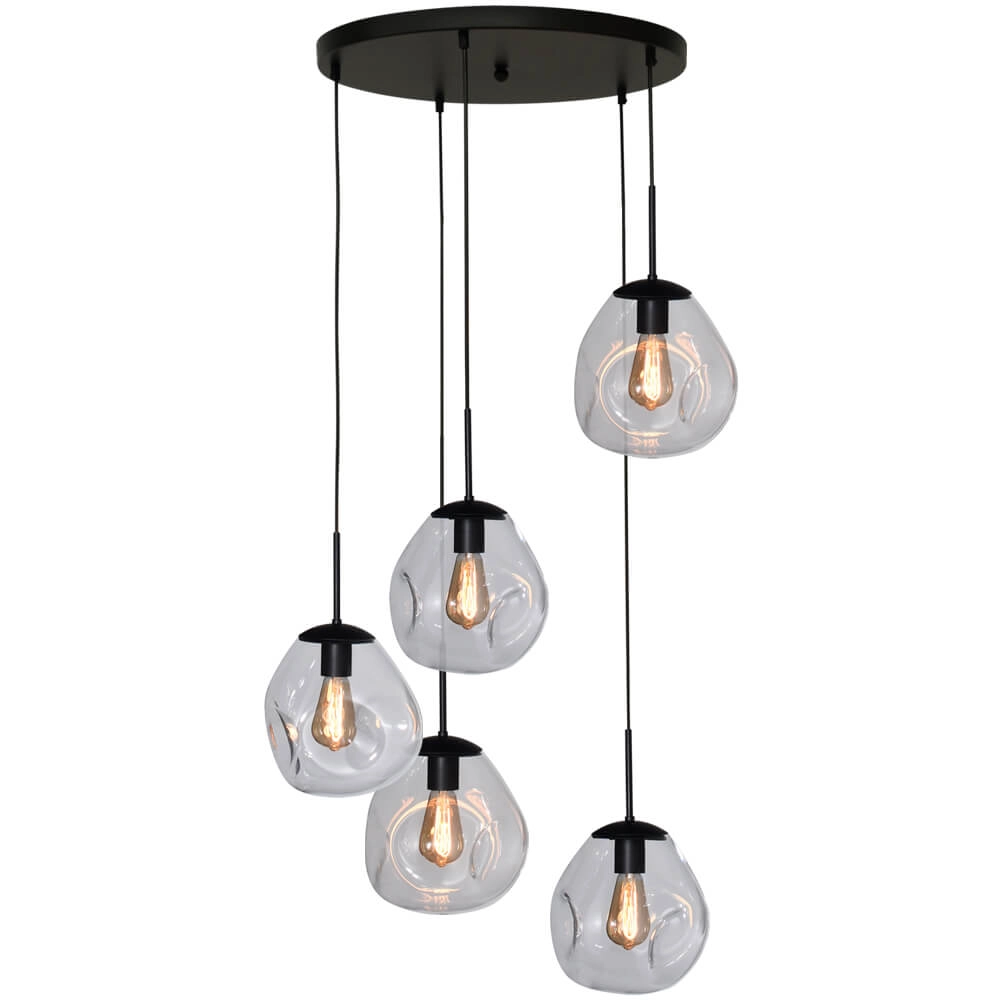 Vide hanging lamp Lava 5x clear glass Ø 24cm