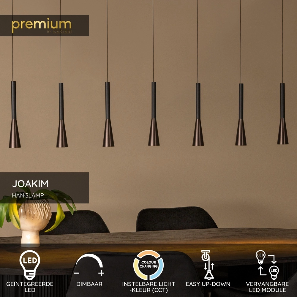 Design pendant lamp Joakim 7-light coffee brown Premium by Lucide 5411212242129