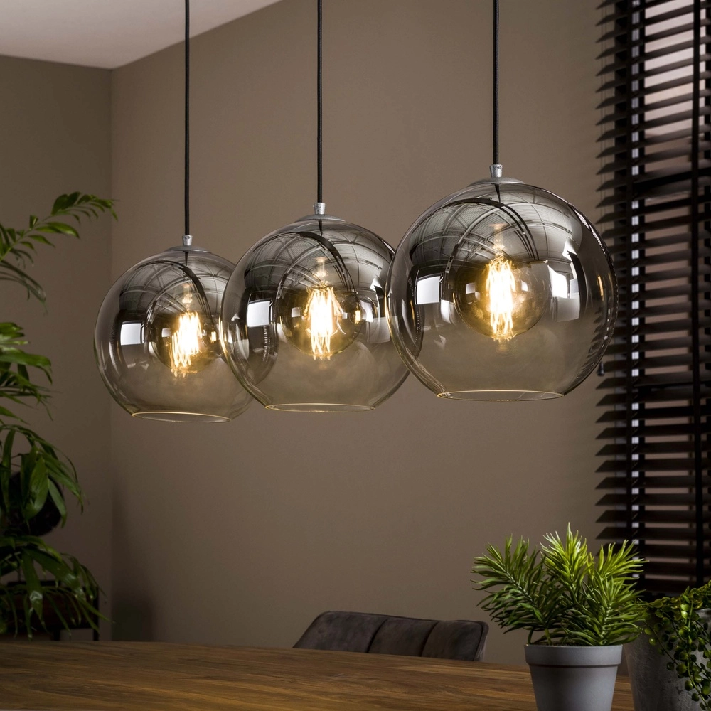 3L pendant light Bubble with silver fading glass