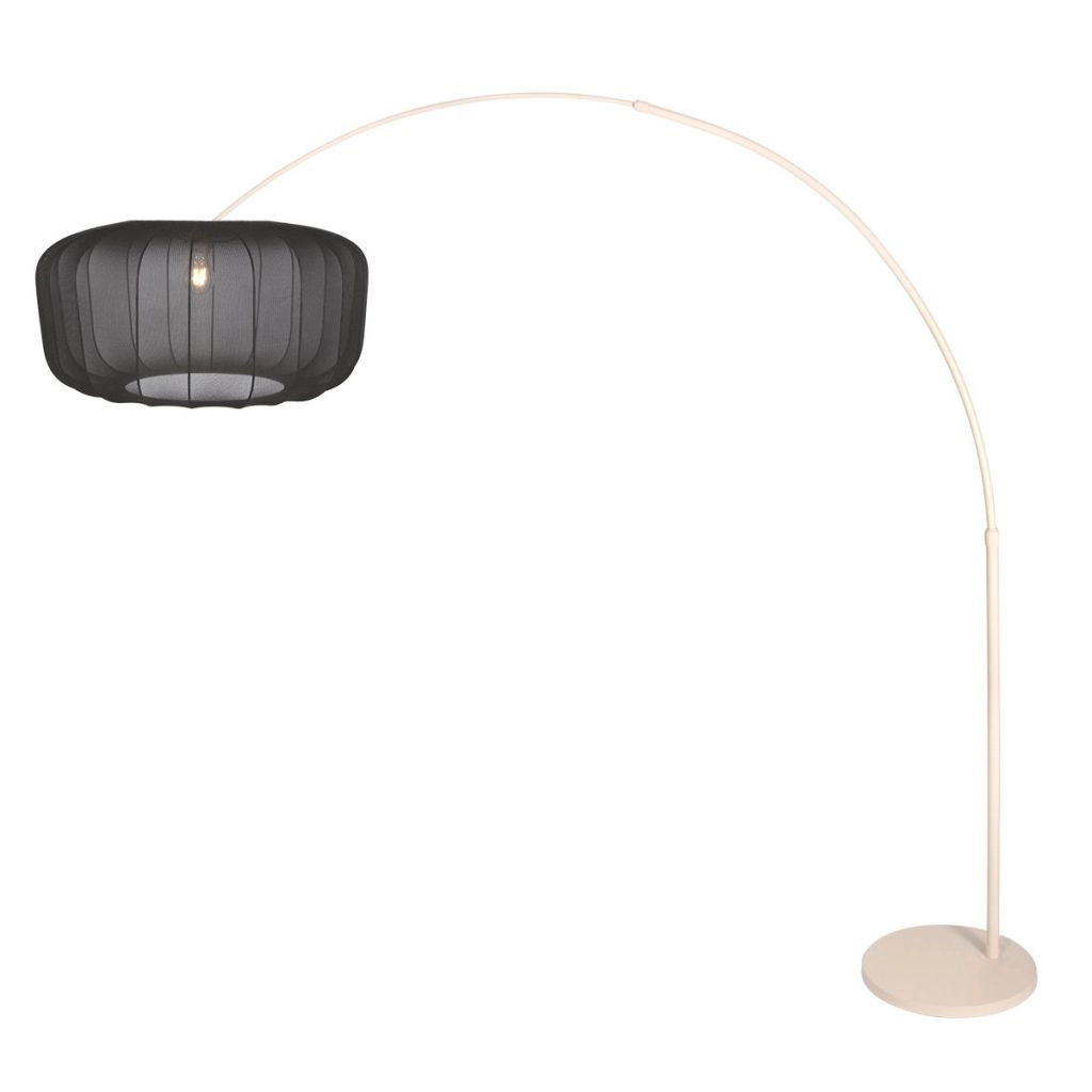 Arc lamp sand brown Vela Lino with black shade Ø60cm Steinhauer 8712746185744