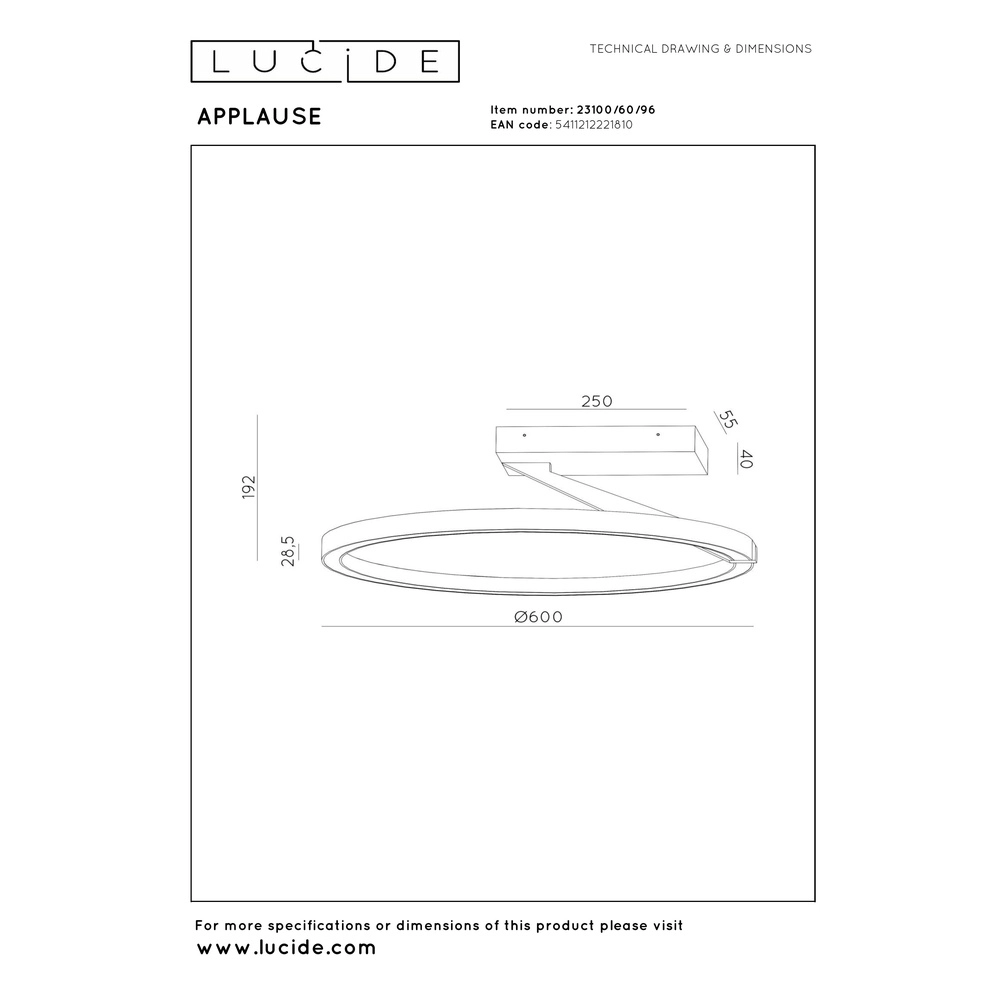 Design ceiling lamp Applause Ø 60cm - coffee brown - with remote control Premium by Lucide 5411212221810