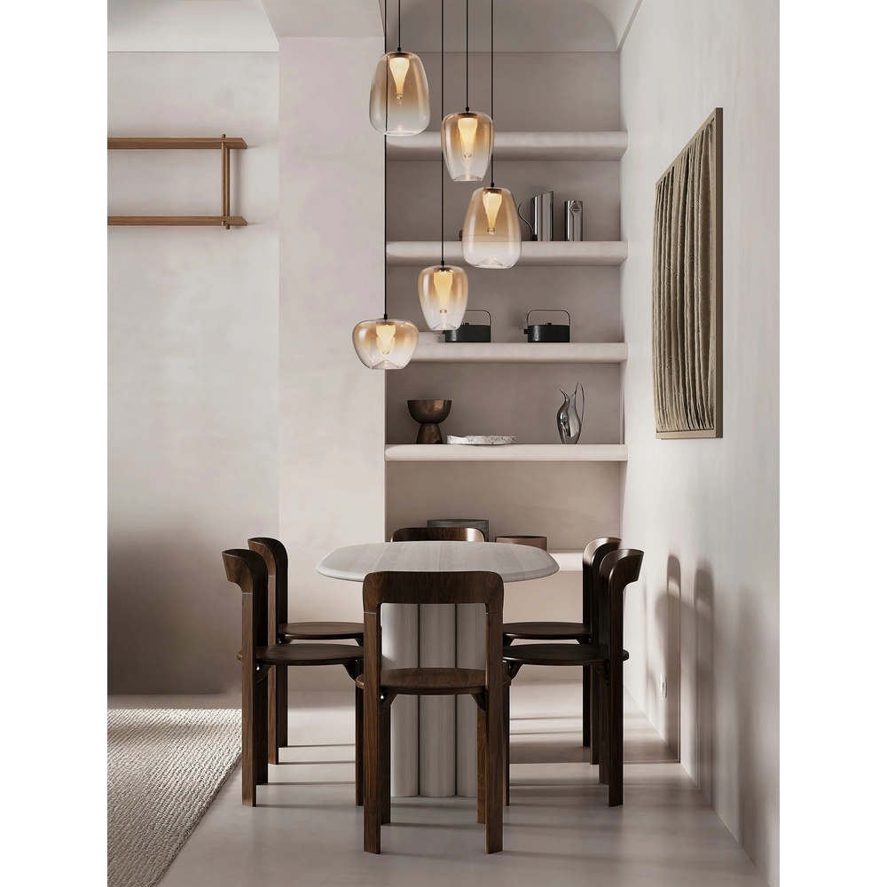 Design pendant lamp Oblo 5-light amber glass Lyora 5212017474155