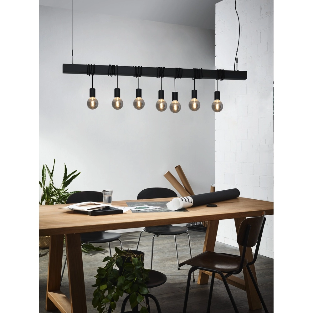 7-light pendant lamp Townshend-B black - dining table Eglo 9002759399382