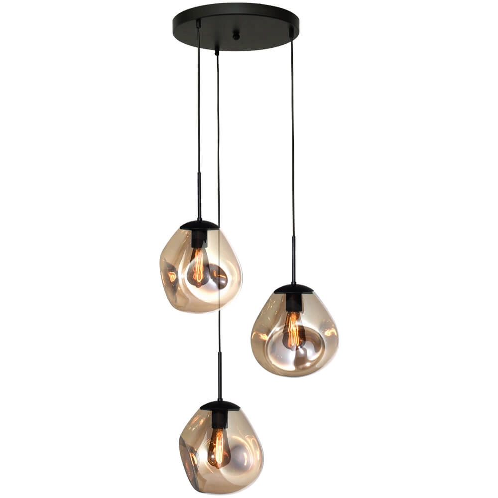 Pendant hanging lamp Lava 3x gold glass Ø 24cm