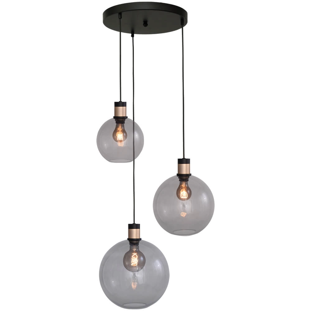 Vide hanging lamp Lazise 2 3-light gold with black