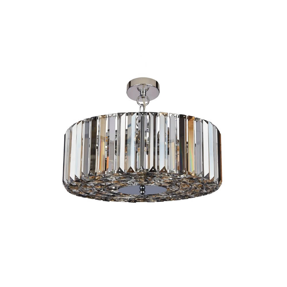 Pendant lamp Chapeau 50cm chrome with crystal glass Searchlight 5053423189437