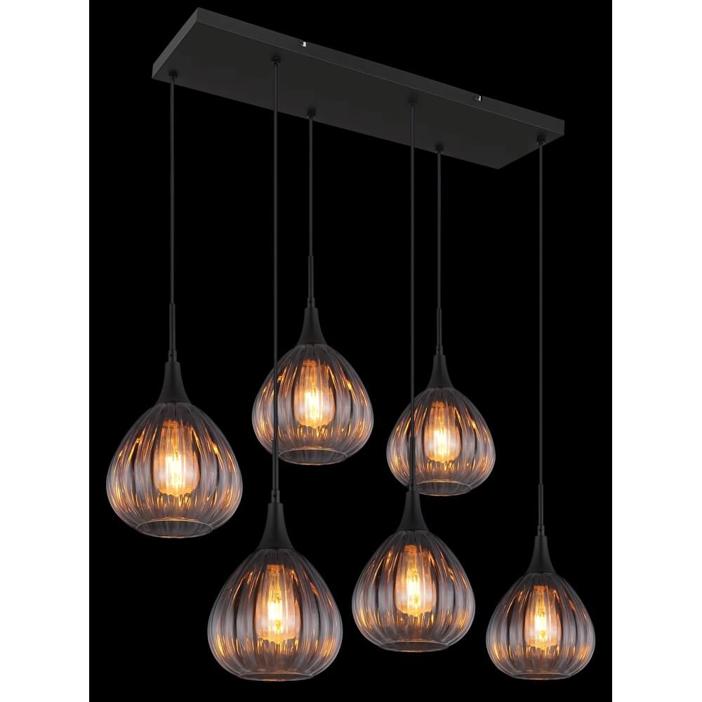 Black pendant lamp Olsen 6-light Globo 9007371447817