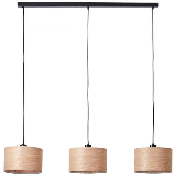 Hanging lamp Romm 3-light black with wood brown Brilliant 4004353394812