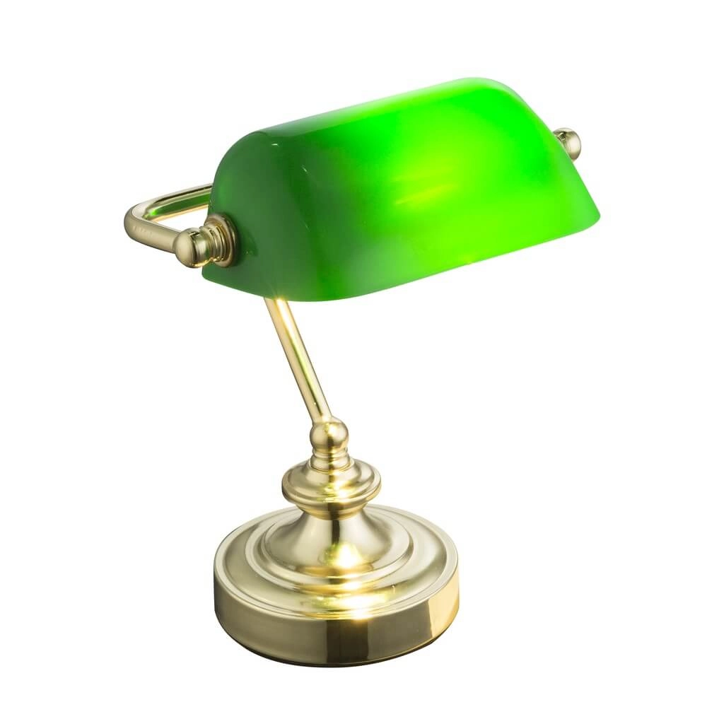 Classic desk lamp Antique Gold with green glass Globo 9007371357451