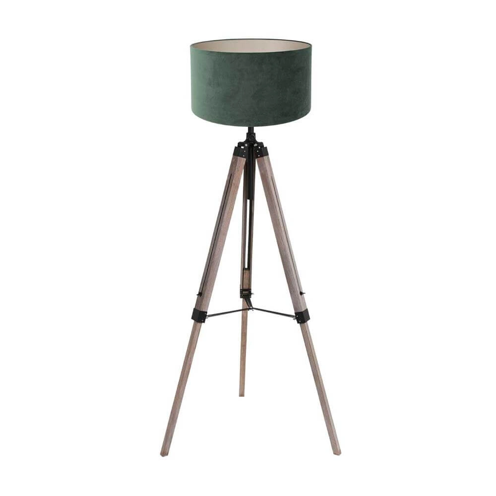 Tripod floor lamp Triek with green hood