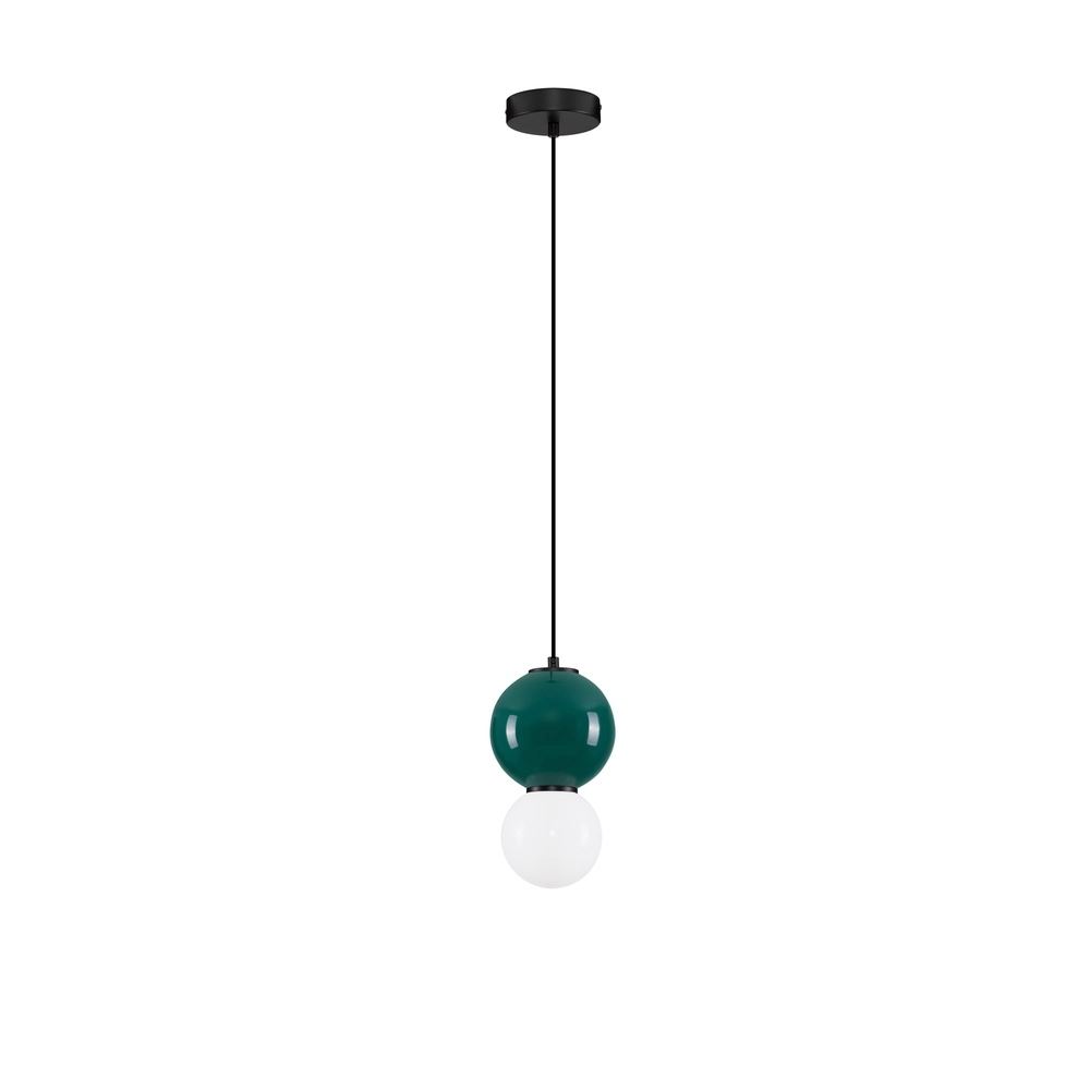 Pendant lamp Noesis Ø 15cm green with white