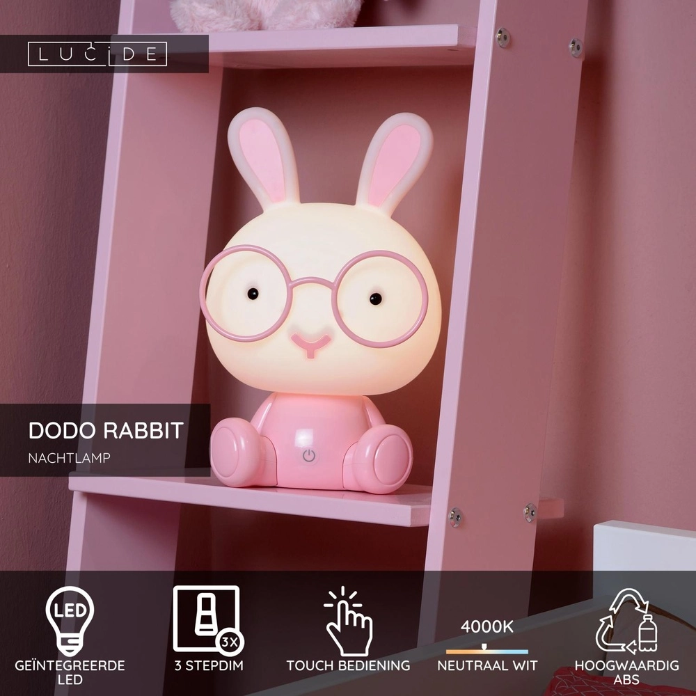 Night light Dodo Rabbit Children's room pink Lucide 5411212712745