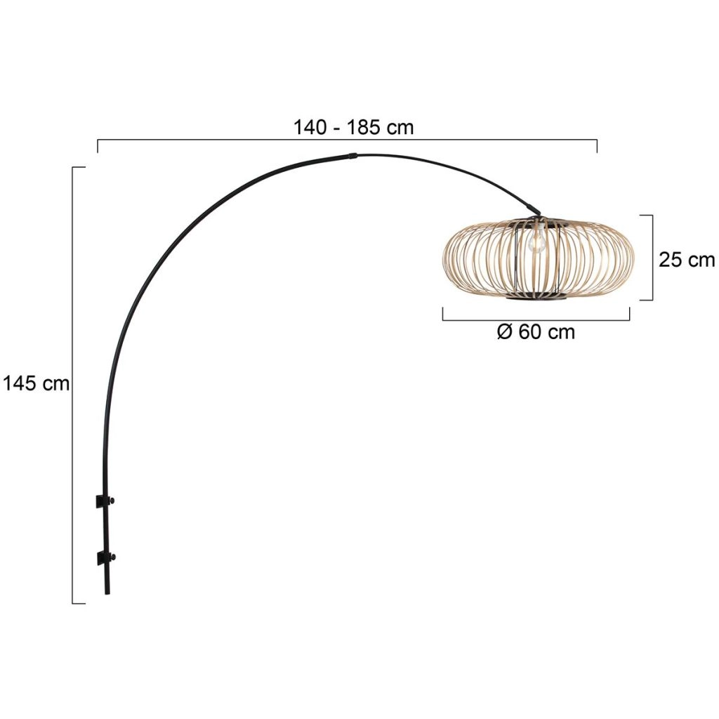 Black wall lamp Sparkled Light with bamboo shade Ø60cm Steinhauer 8712746182026