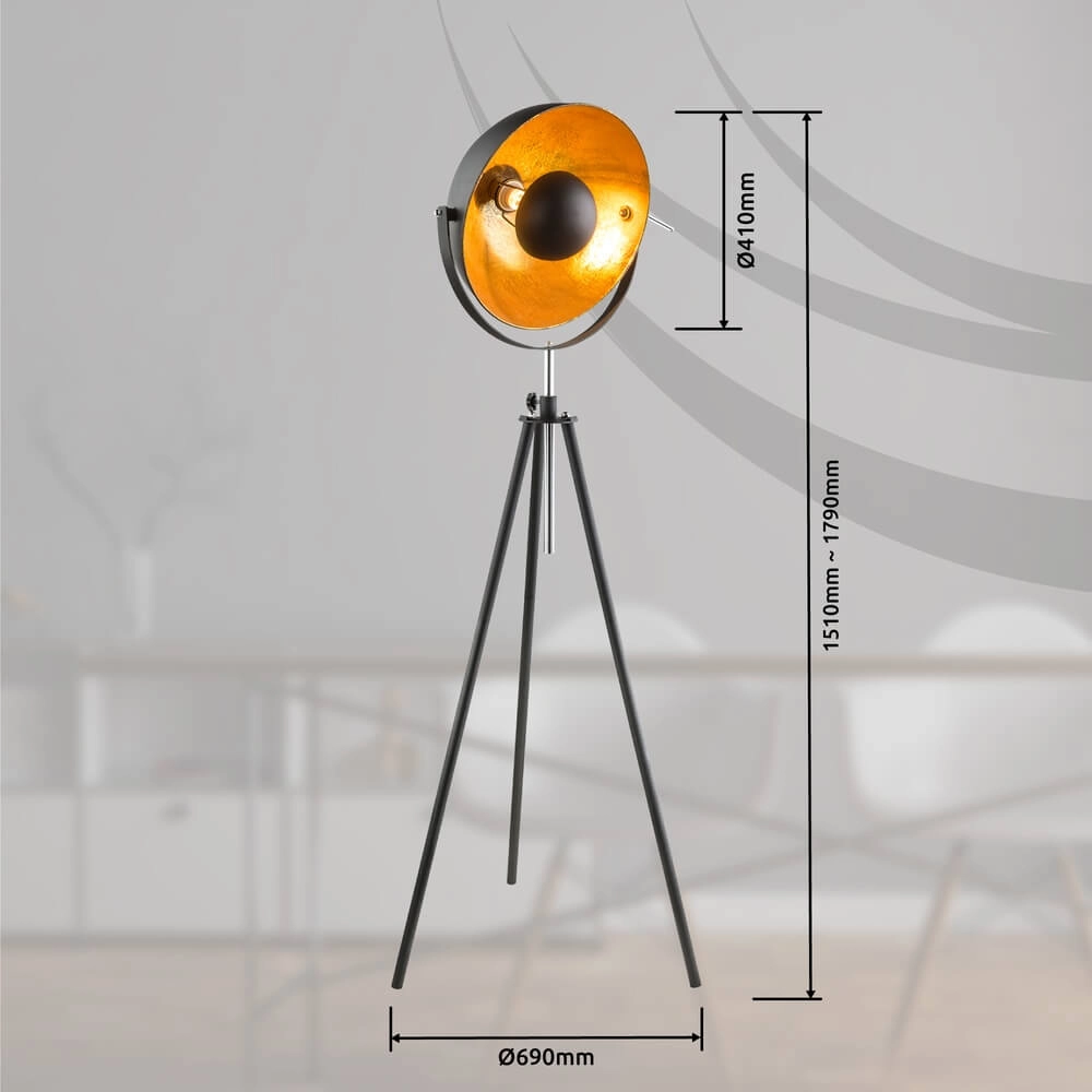 Black floor lamp Lenn with gold inside Globo 9007371342143