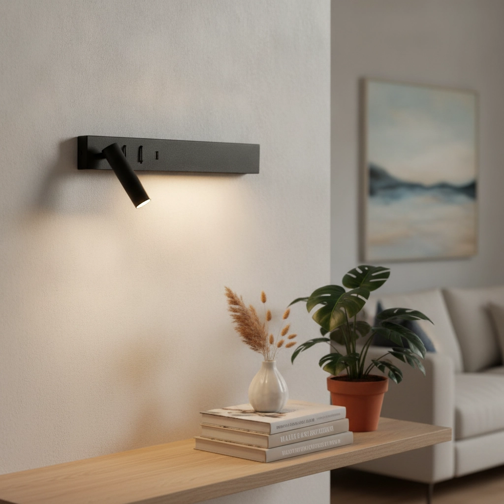 Bedside lamp Vida Left Black with USB