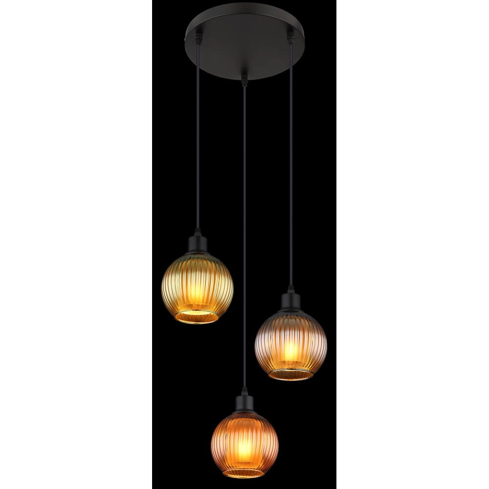 Round pendant lamp Zumba coloured glass 3-light Ø 36cm Globo 9007371449828