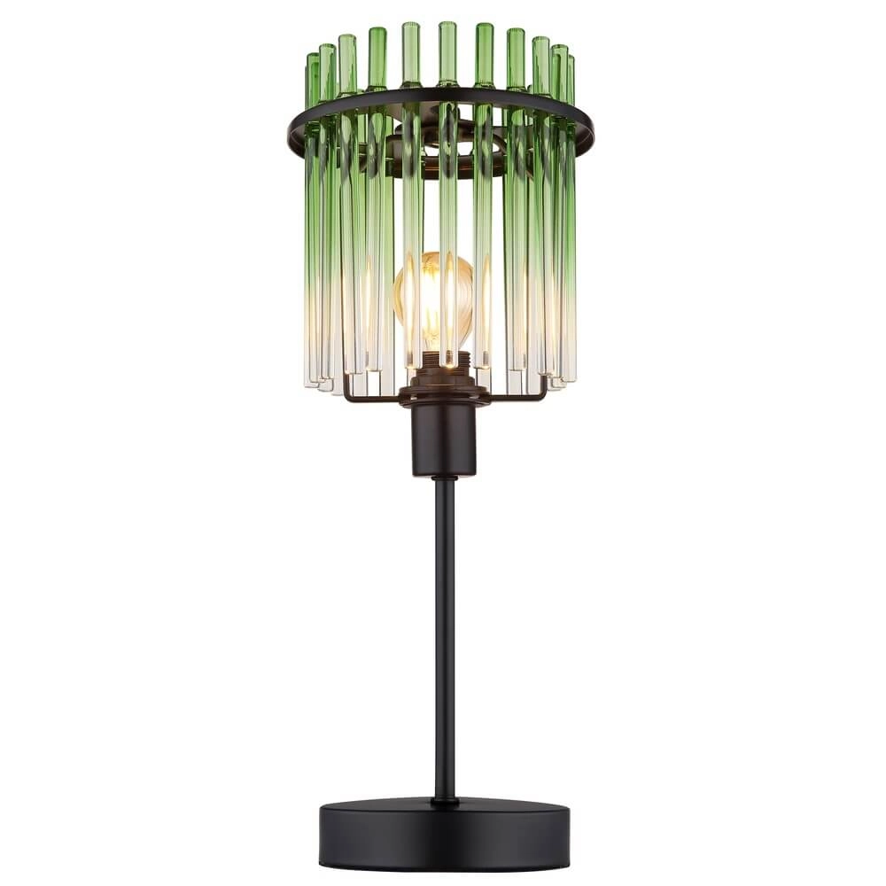 Black table lamp Gorley with green glass Ø 15cm Globo 9007371465972