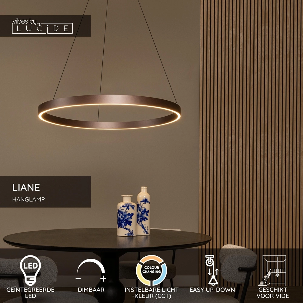 Design pendant lamp Liane rust brown Ø 80cm Lucide Vibes 5411212461124