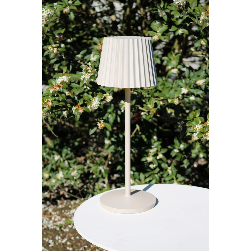 Rechargeable table lamp Justine Sand brown with charging station Lucide 5411212272232