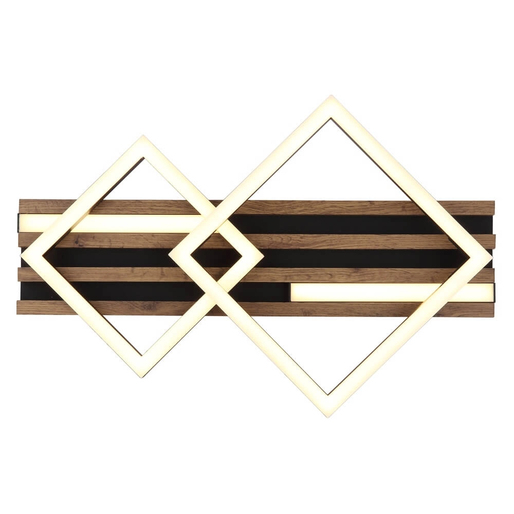 Ceiling lamp Obrien black with wood 2-lightest Globo 9007371512300