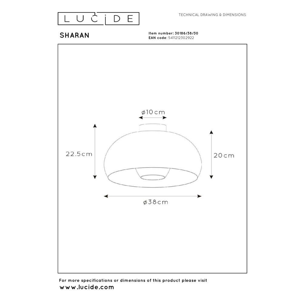 Ceiling lamp Sharan Ø 38cm black Lucide 5411212302922