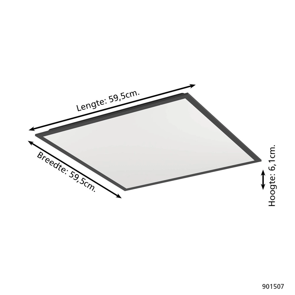 Smart ceiling light Moradillo-Z black square 59.5cm Eglo 9008606342129