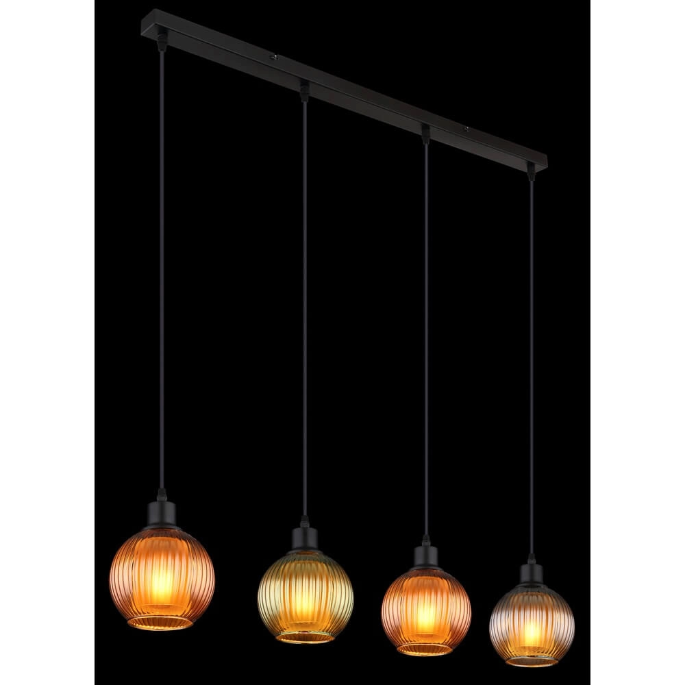 Pendant lamp Zumba Coloured glass 4-lights Globo 9007371452828