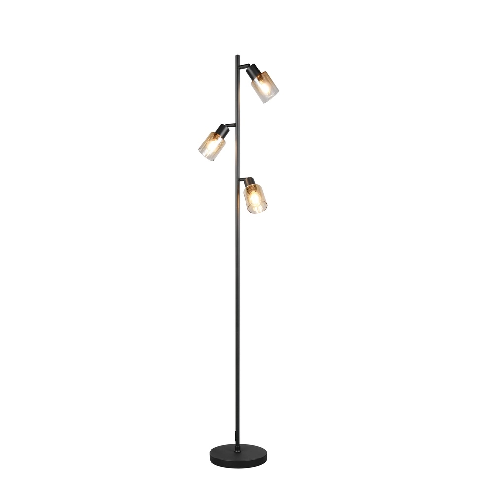 Floor lamp Cadiz 3-light amber glass Trio 4017807653472