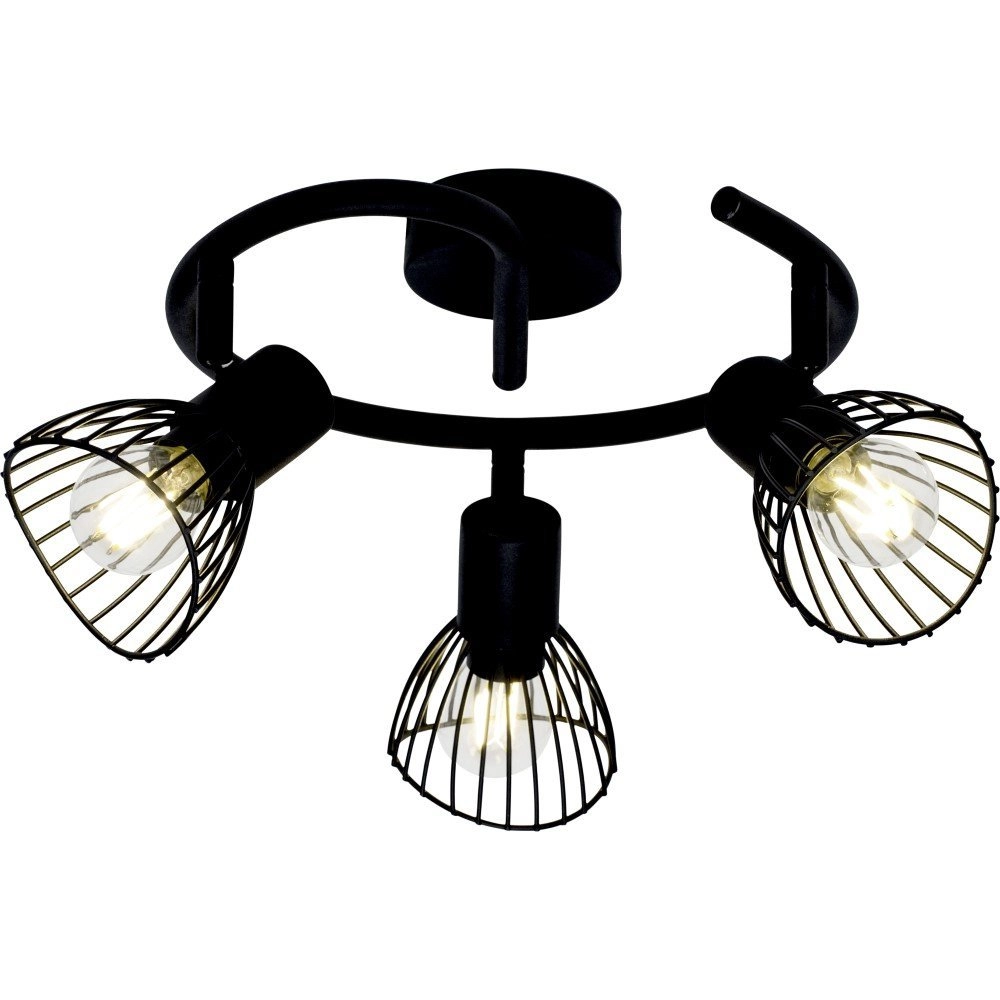 Black ceiling lamp Elhi 3-light