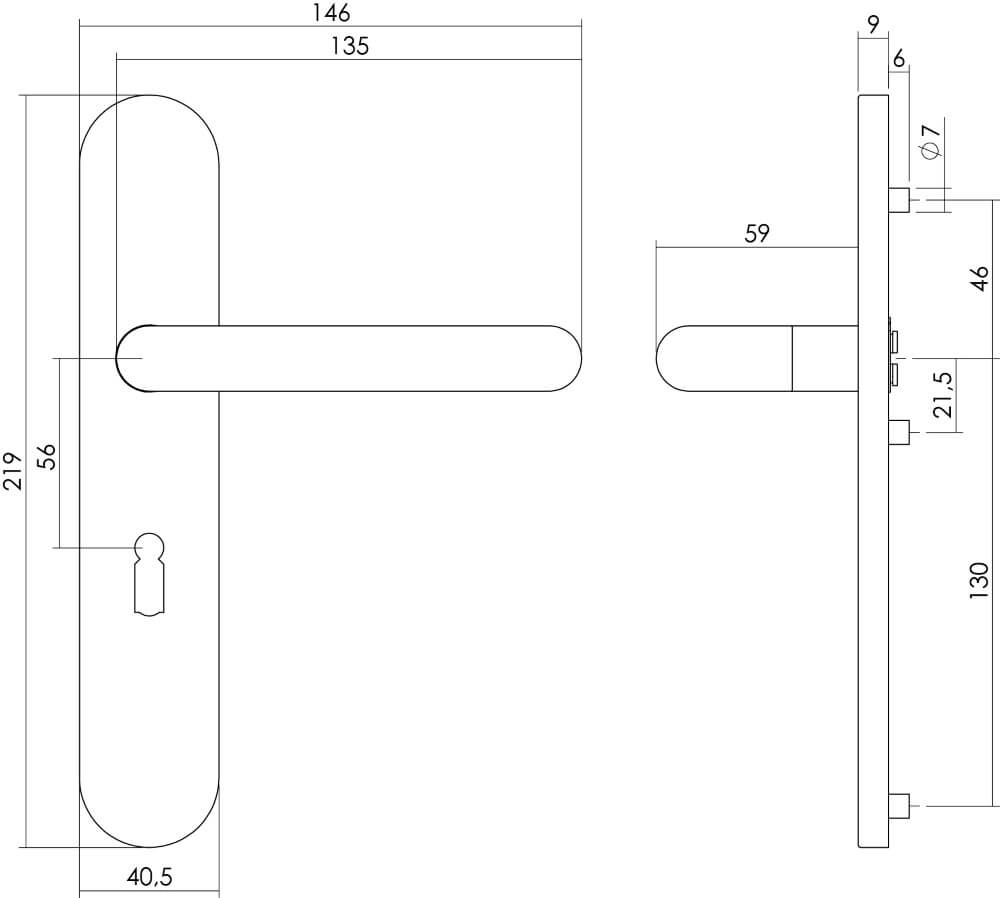 Door handle Rond Keyhole 56mm Stainless Steel Intersteel 8714186181232