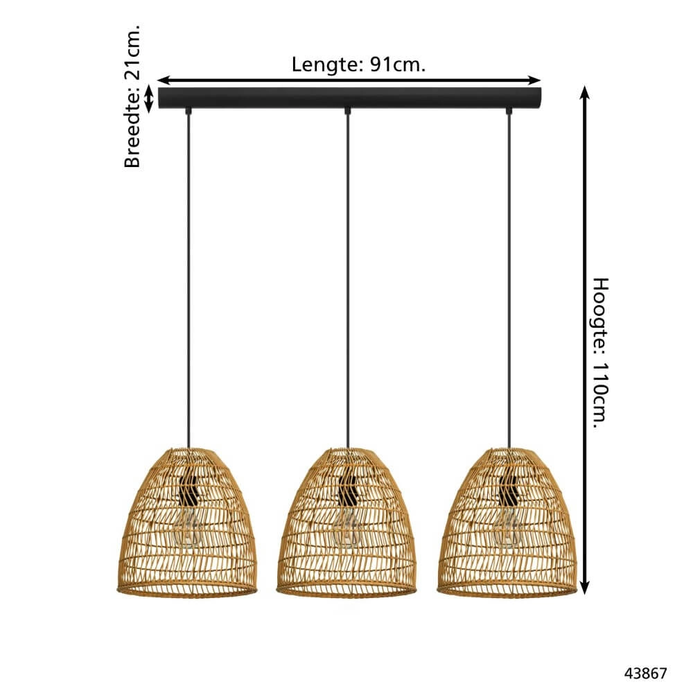 Dining room hanging lamp Ayesgarth with thatched roofs Eglo 9002759438678