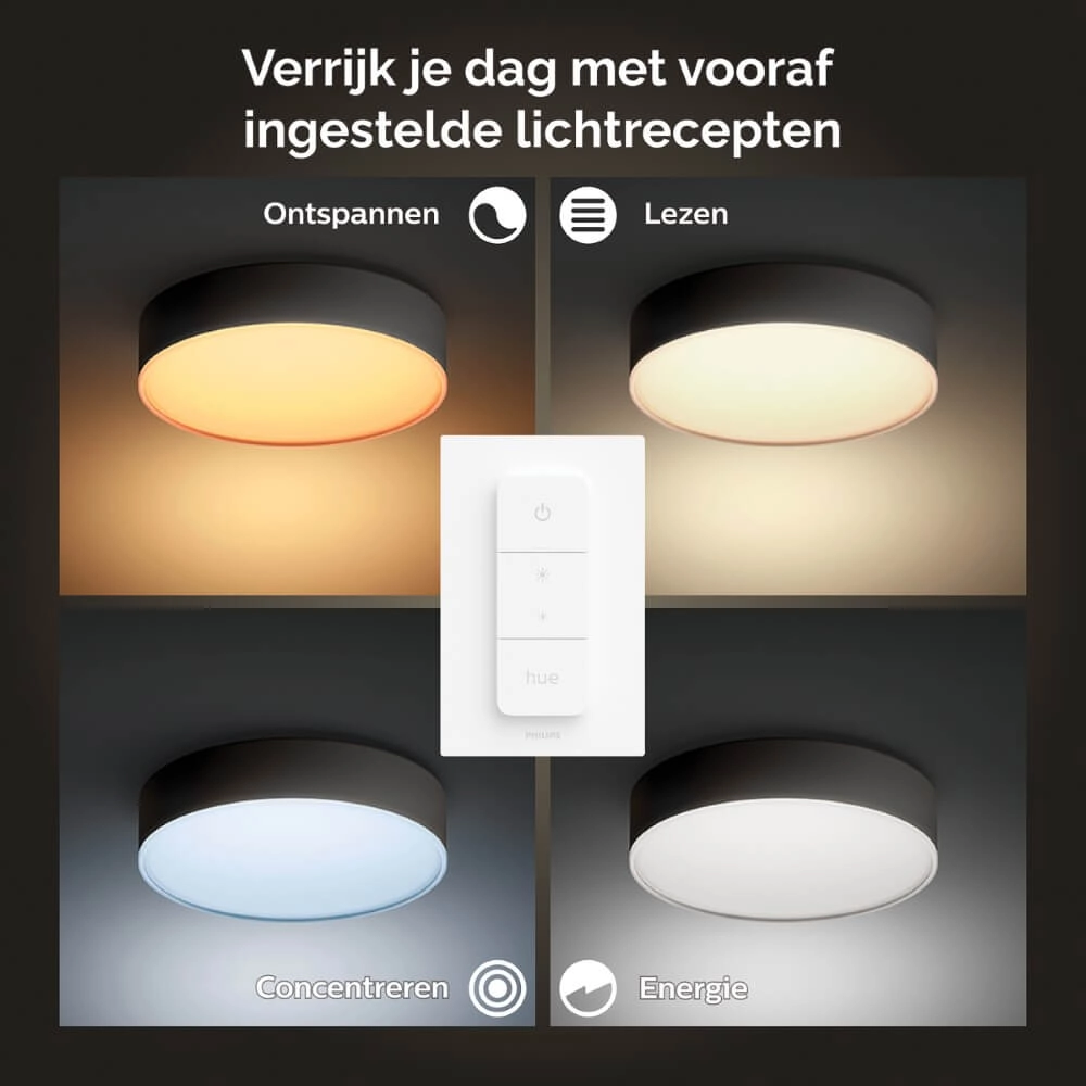 Ceiling light Hue Enrave L - White Ambiance Ø 42.5cm black Philips 8718696176467