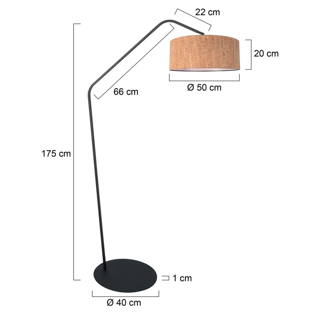 Black floor lamp Zig-Zag with cork cap Ø50cm Steinhauer 8712746180428