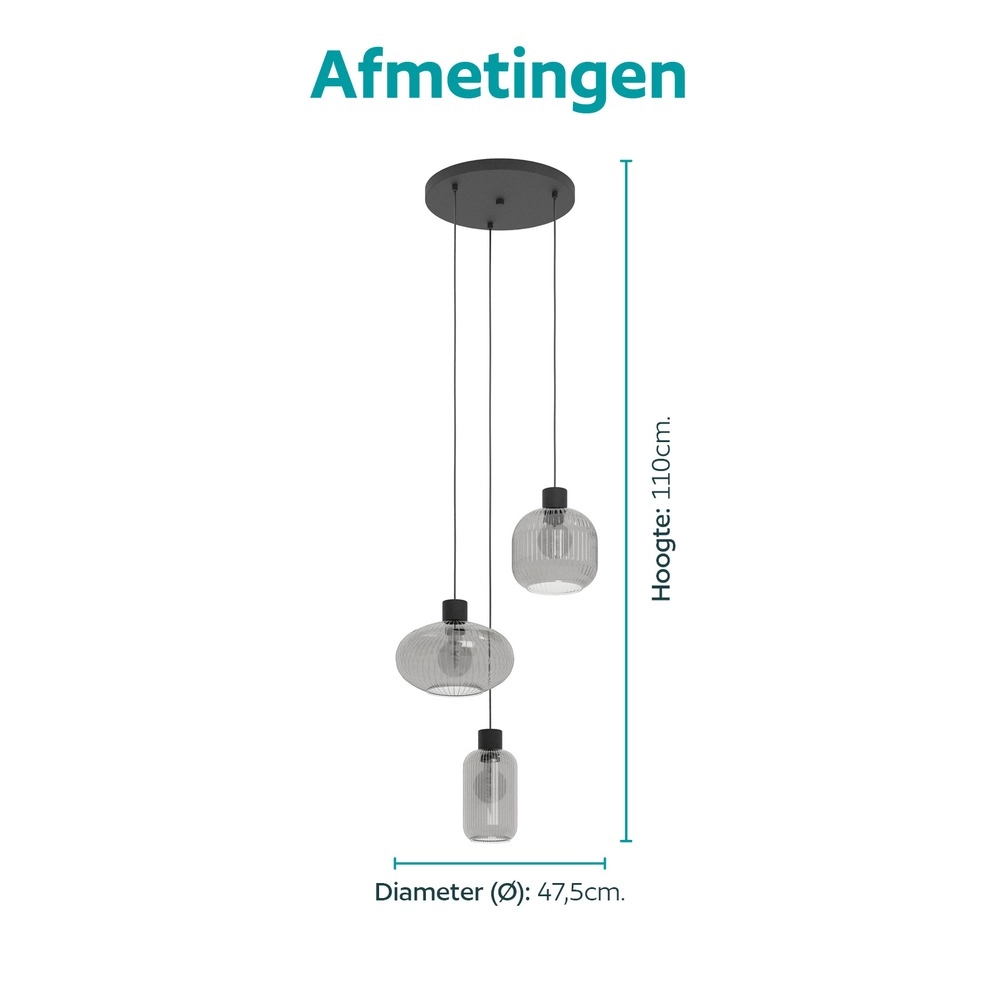 Design pendant lamp Dasmina Black 3-light