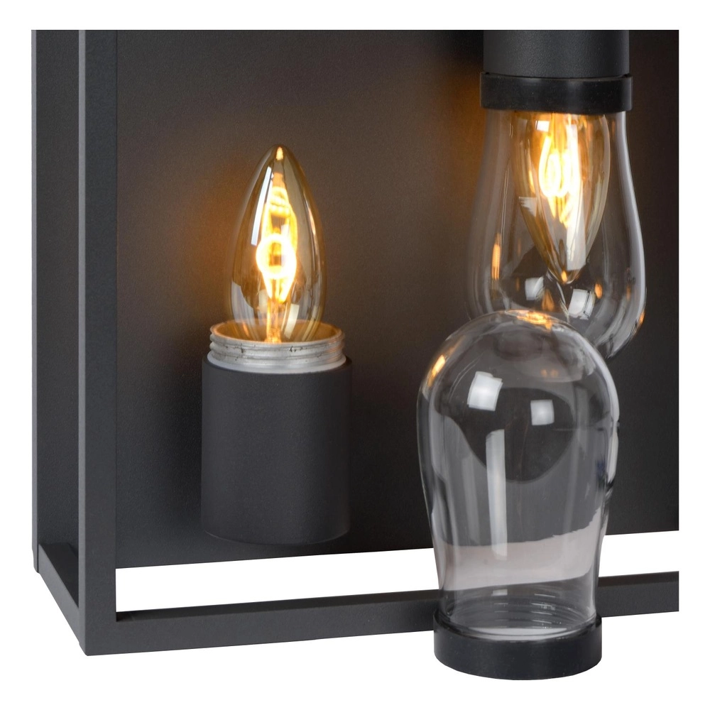 Black wall lamp Carlyn 2-light bathroom IP54 Lucide 5411212271709