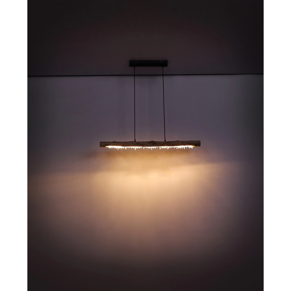 Dining table pendant lamp Felicitas black with wood Globo 9007371392889