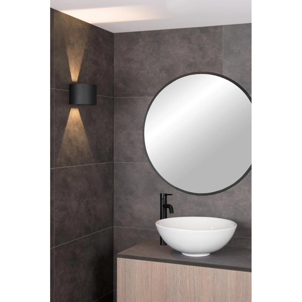 Square wall spotlight Axi 2 x 3.5W IP54 black Lucide 5411212690029