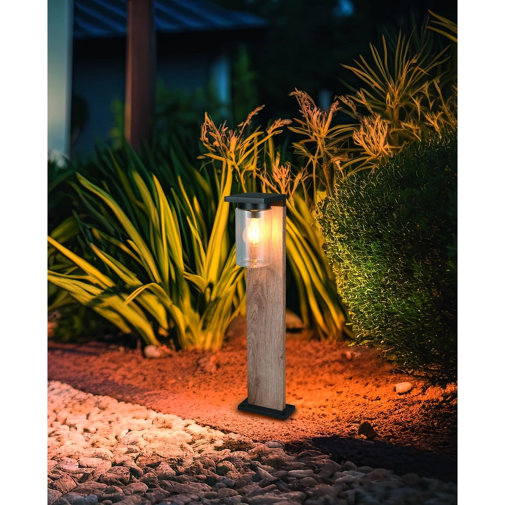 Garden lamp Ardila black with wood 65cm Trio 4017807603446