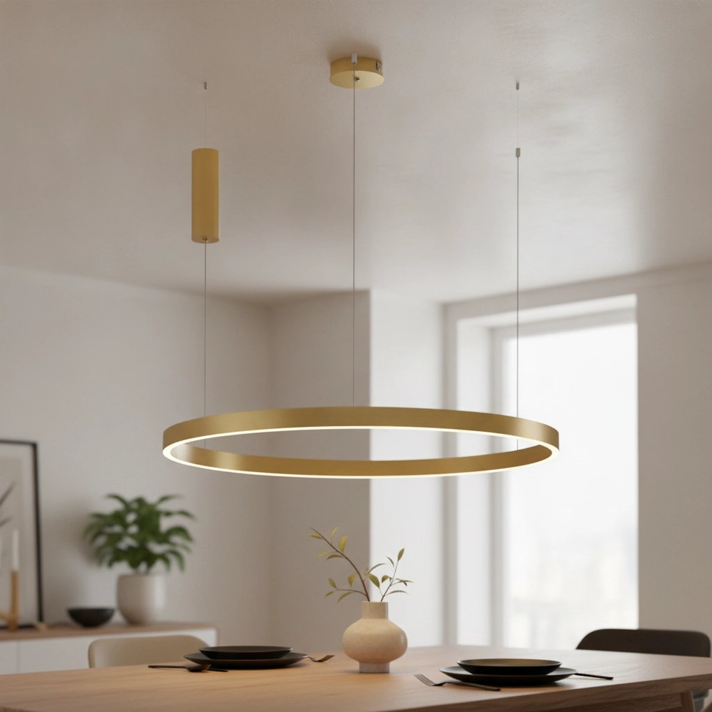 Golden pendant lamp Elowen design Ø 98cm
