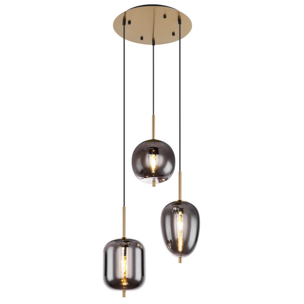 Golden pendant lamp Blacky I 3-light