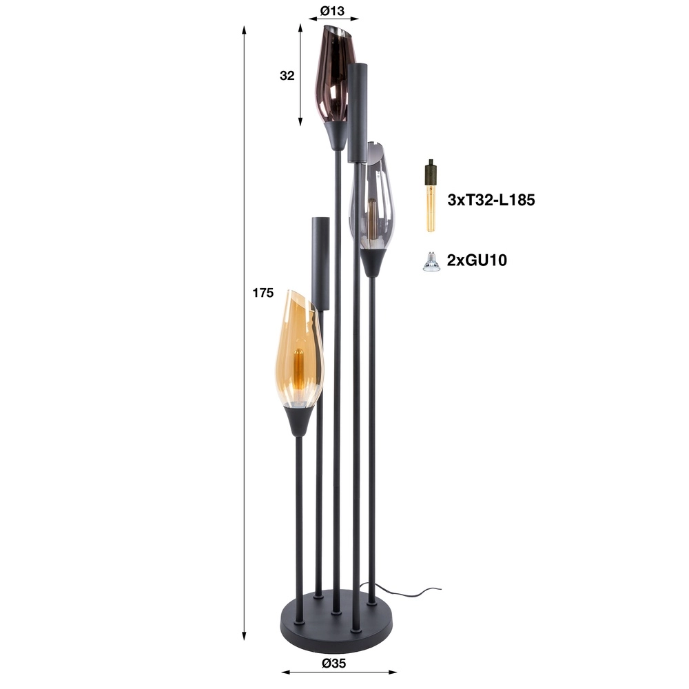 Moderne vloerlamp Cocoon zwart Lyora 8716803515116
