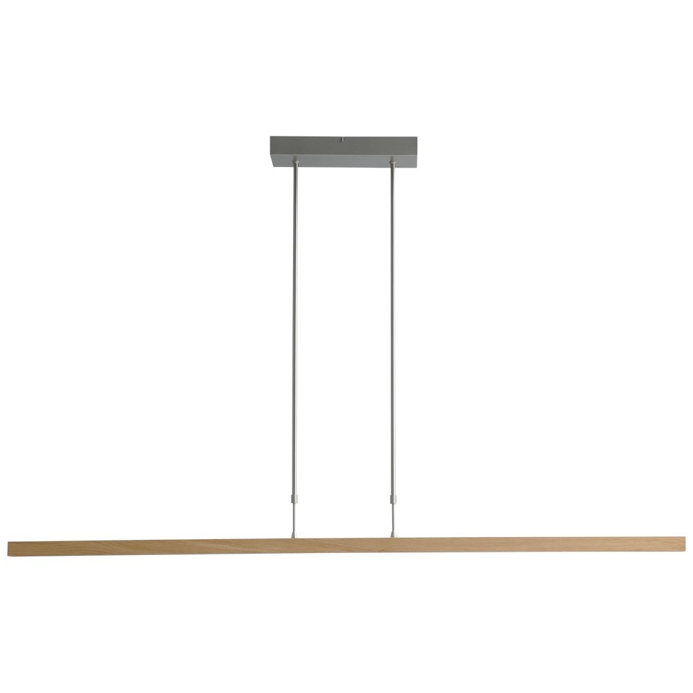 Hanging lamp Oak nickel with wood 134cm