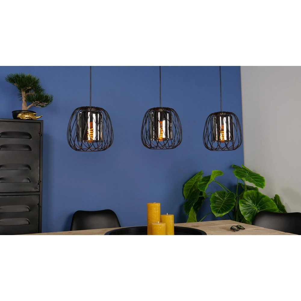Wire pendant lamp Floresta 3L - with smoke glass Eglo 9002759997069