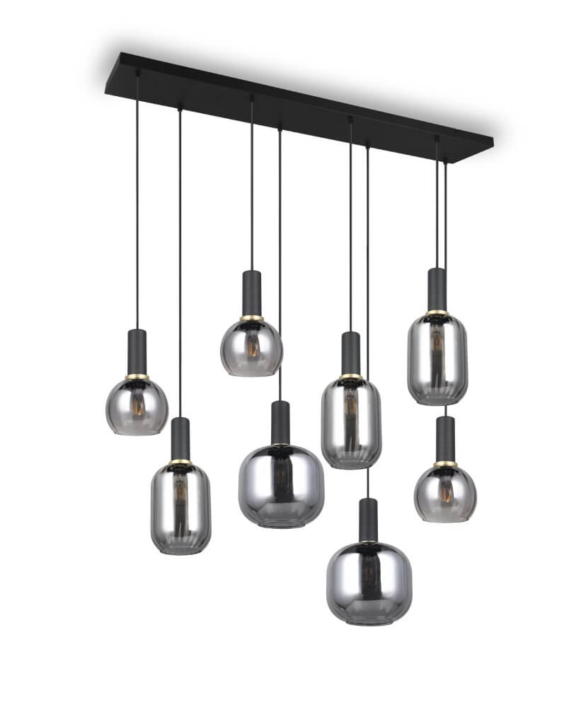 Dining room pendant lamp Diva 8-light - smoke glass Trio 4017807614589