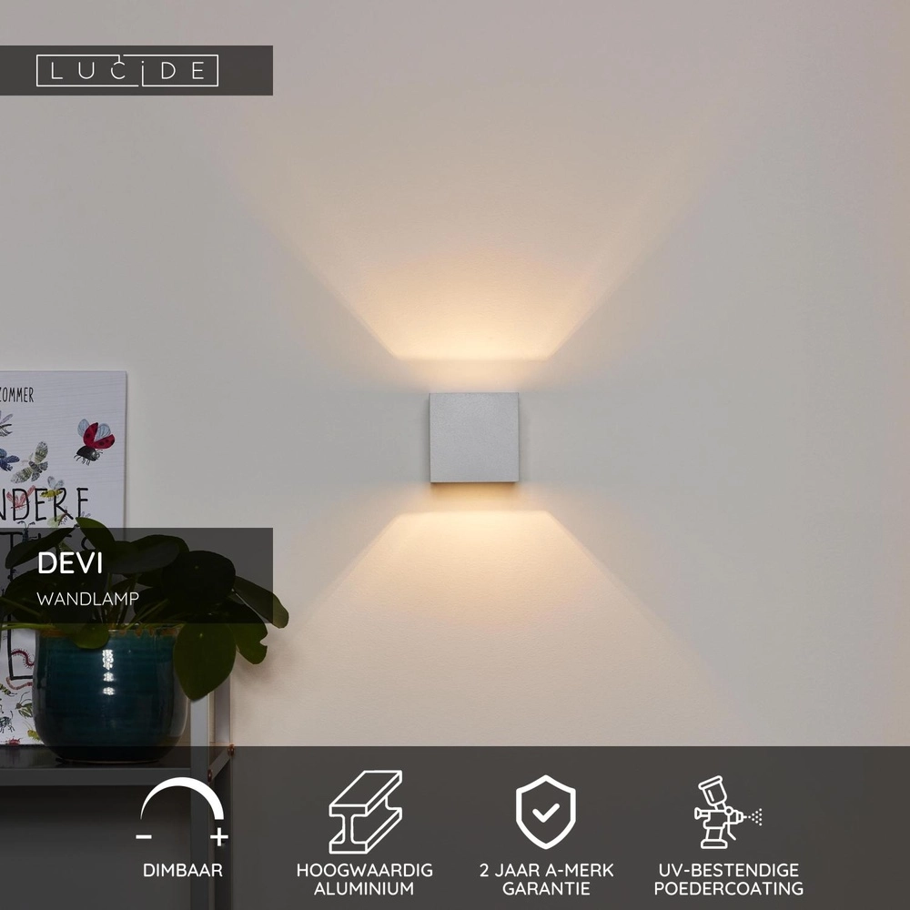Design wall spot Devi square white Lucide 5411212091611