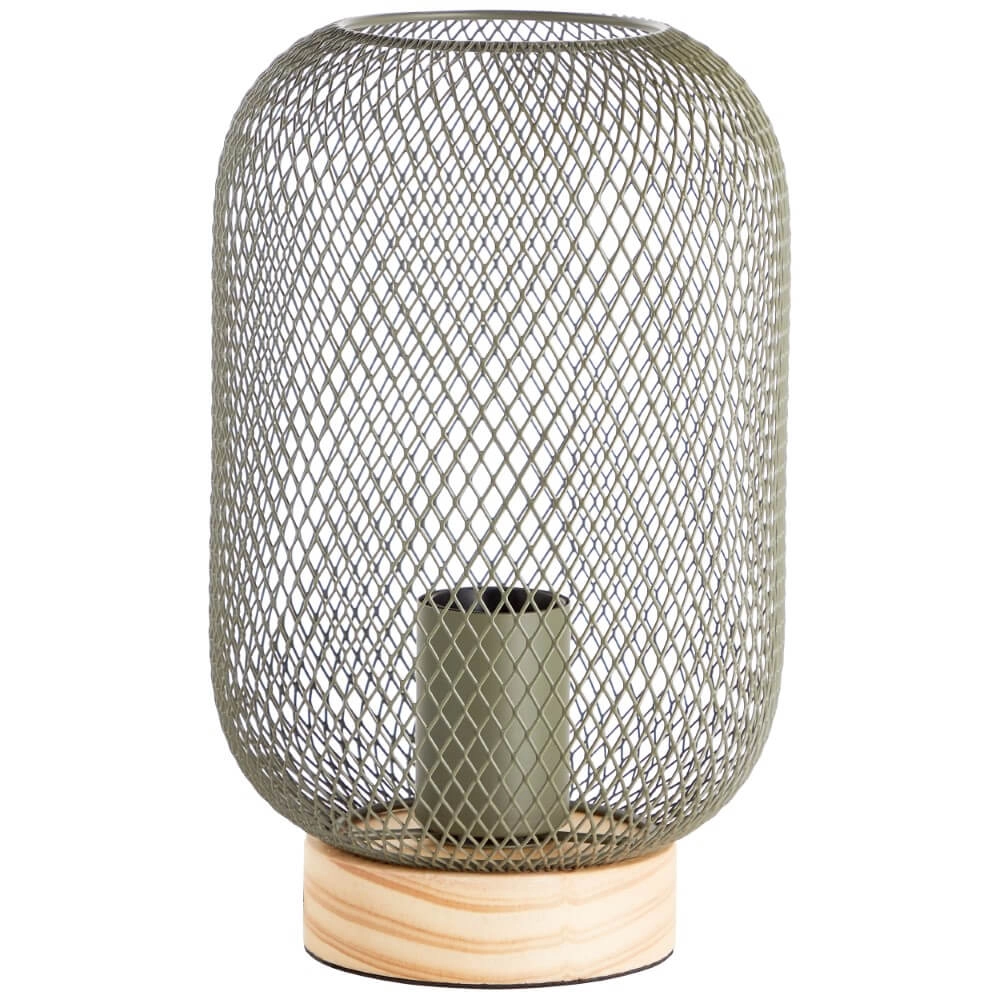 Green table lamp Giada with wood Brilliant 4004353354199