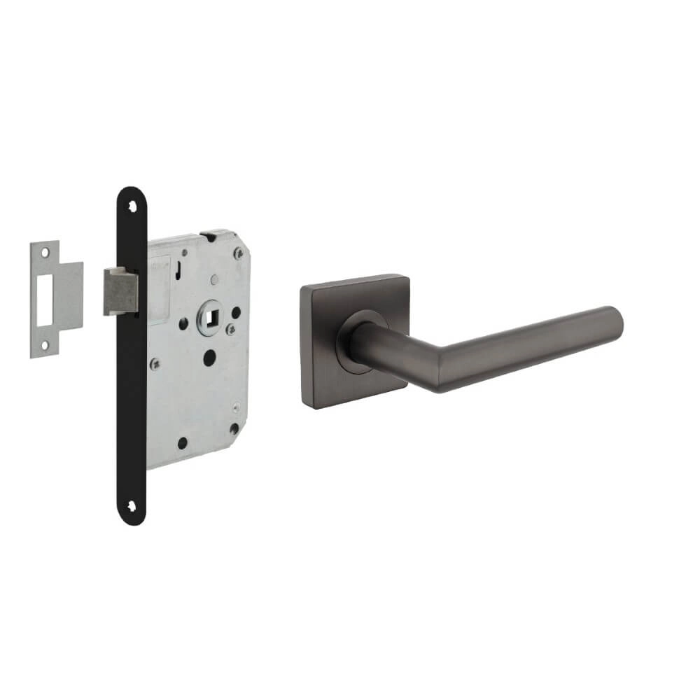 Complete door handle set Bastian square anthracite