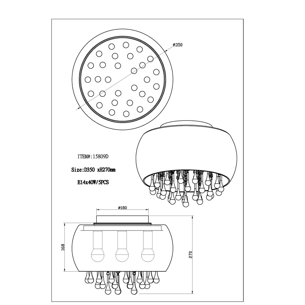 Ceiling lamp Kalla Ø 35cm chrome Globo 9007371388707